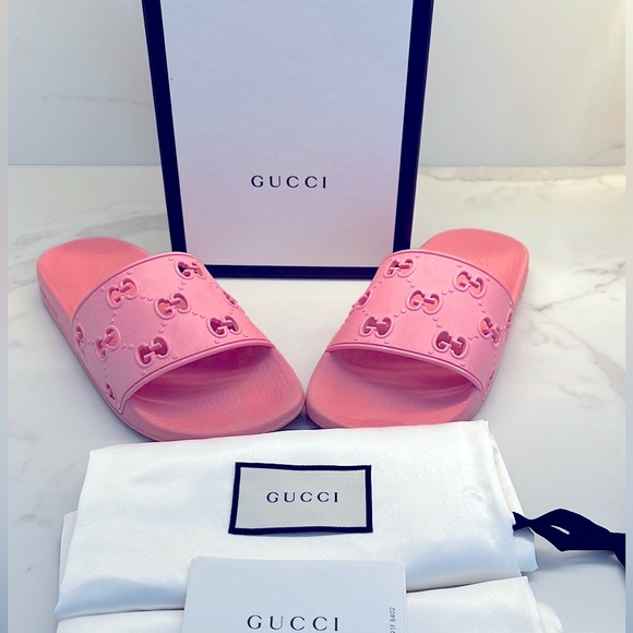 Gucci Pool Slides Rose Pink Size 7 Like New! - Picture 3 of 12